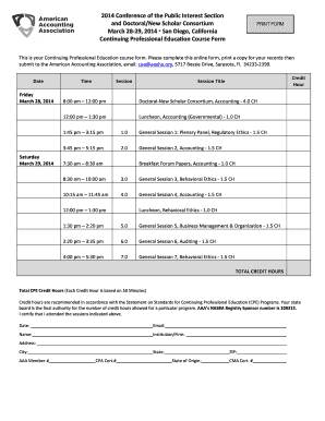 Continuing Professional Education Course Form
