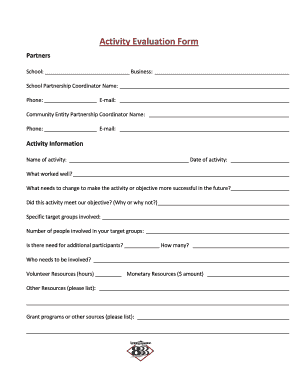 Activity Evaluation Form