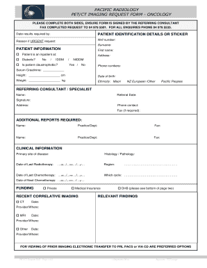 Fillable Online PACIFIC RADIOLOGY PETCT IMAGING REQUEST FORM Fax Email ...