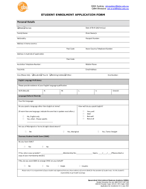 Student Enrolment Application Form