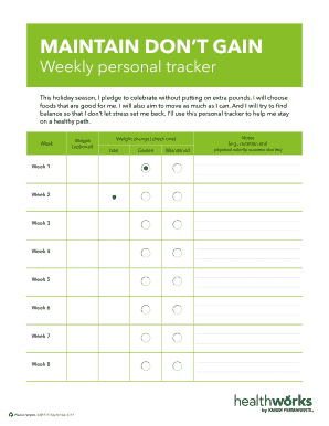 Holiday Weight Maintenance Tracker