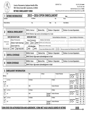 Sacramento County Retiree Enrollment Form