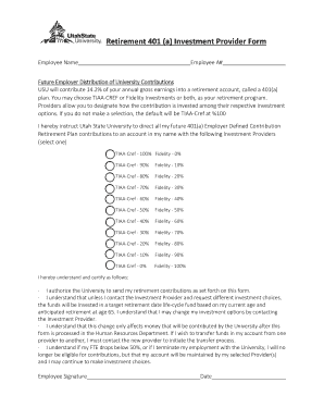 401(a) Retirement Investment Provider Form