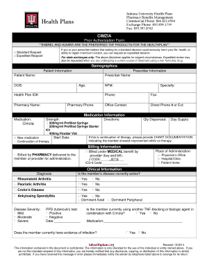 Indiana University Health Plans CIMZIA Prior Authorization Form