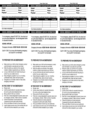 School Emergency Evacuation Contact Form