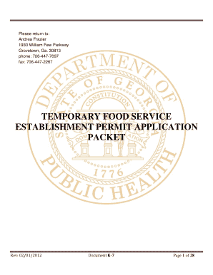 Temporary Food Service Establishment Permit Application