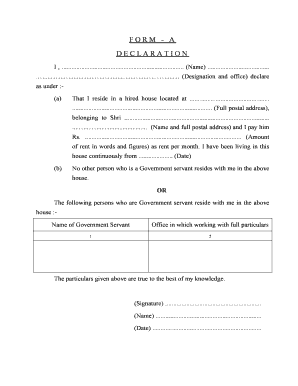 Government Employee Residence Declaration Form