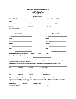 Daycare Registration Form