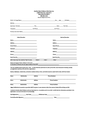 Daycare Registration Form