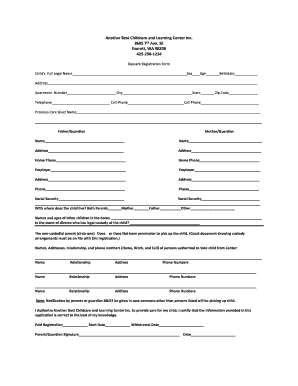 Daycare Registration Form