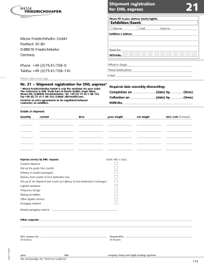 Versandregistrierung für DHL Express
