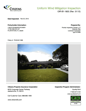 Florida Wind Mitigation Inspection Form