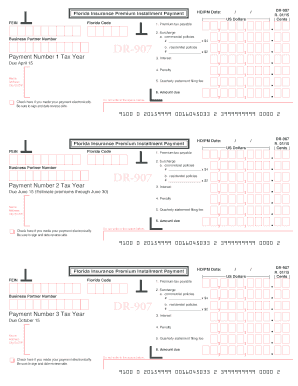 Florida Insurance Premium Installment Payment Form DR-907