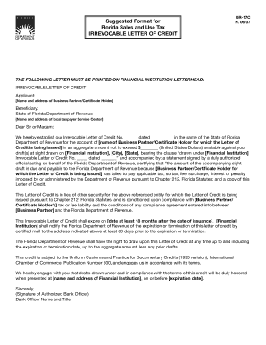 Florida Irrevocable Letter of Credit