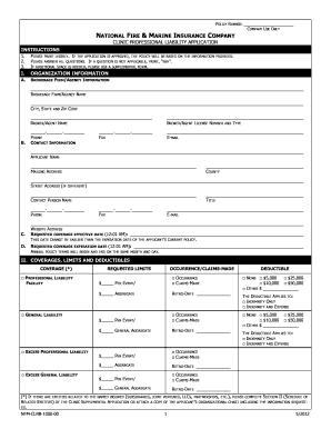 Clinic Professional Liability Application