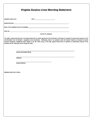 Virginia Surplus Lines Warning Statement