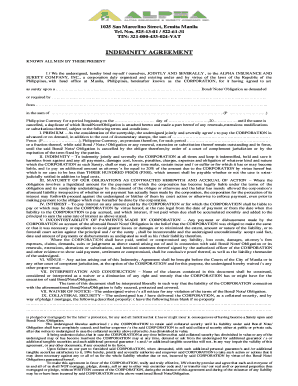 Indemnity Agreement for Surety Bond