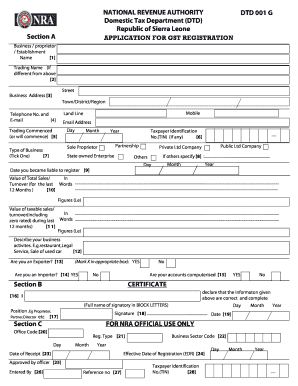 Sierra Leone GST Registration Form