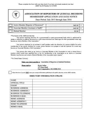 Membership Form - Association of Reporters of Judicial Decisions - arjd washlaw