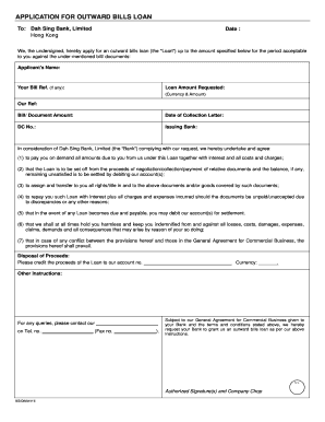 Outward Bills Loan Application