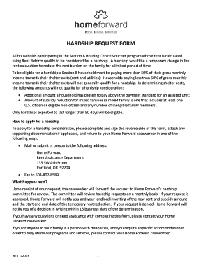 Section 8 Hardship Request Form