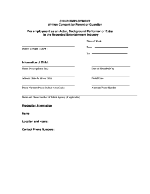 Child Employment Consent Form