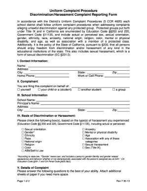 California Discrimination Harassment Complaint Form