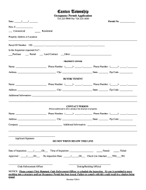 Canton Township Occupancy Permit Application