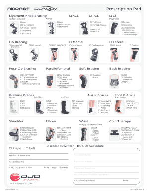 Prescription Pad for Orthopedic Bracing
