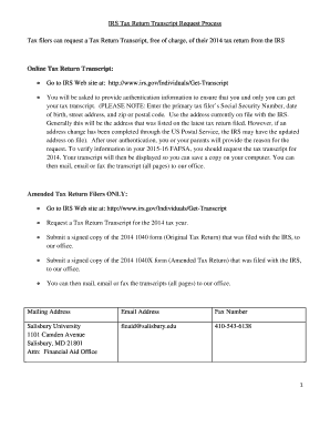 IRS Tax Return Transcript Request