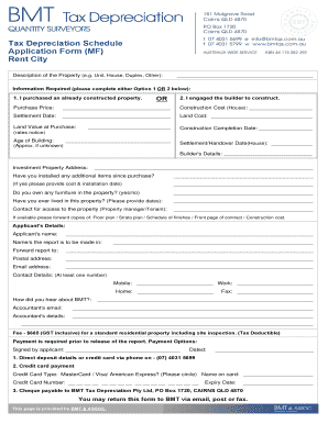 Tax Depreciation Schedule Application Form