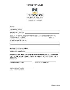 Notice to Vacate