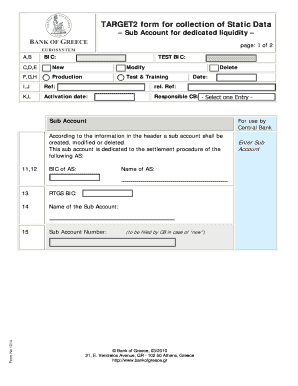 TARGET2 Sub Account Form