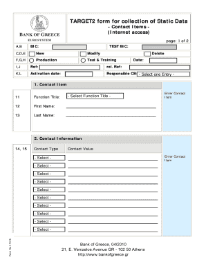 TARGET2 Static Data Collection Form