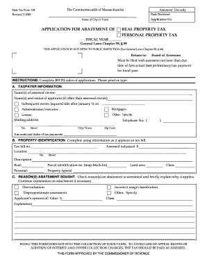 Massachusetts Real Property Tax Abatement Application