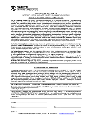 Background Investigation Disclosure and Authorization