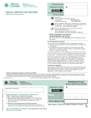 British Columbia Social Service Tax Return