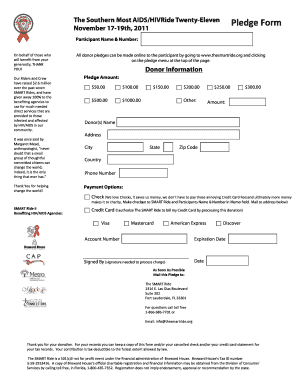 SMART Ride HIV/AIDS Pledge Form