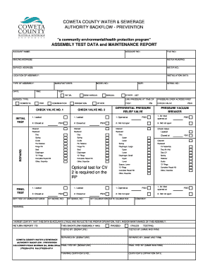 Coweta County Water Backflow Prevention Test Report