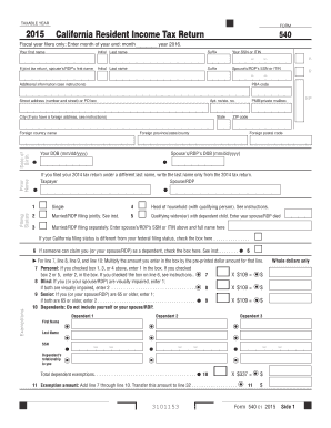 California Resident Income Tax Return 540