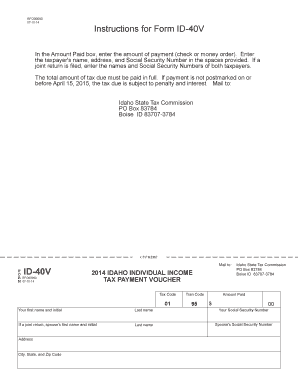 Idaho Individual Income Tax Payment Voucher