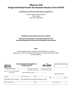 Oregon Estimated Income Tax Payment Voucher