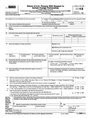 Form 8865 US Persons Foreign Partnerships