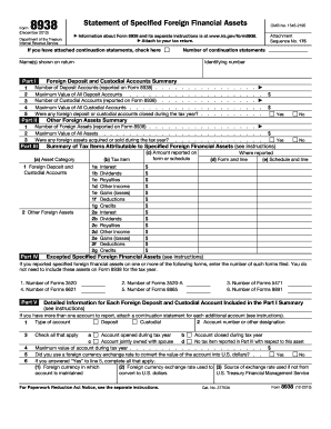 Form 8938 Statement of Specified Foreign Financial Assets
