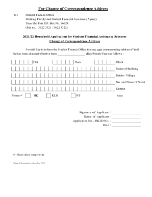 Change of Address Form for Student Financial Assistance