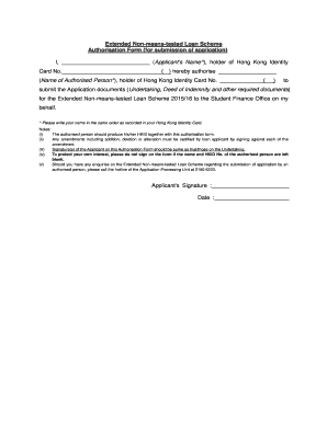 Extended Non-means-tested Loan Scheme Authorisation Form