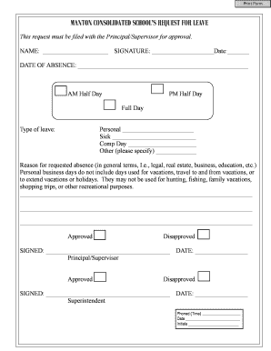 Manton Consolidated School Leave Request Form