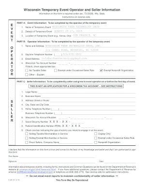 Wisconsin Temporary Event Operator and Seller Information