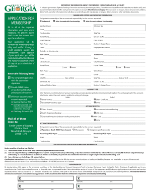Credit Union of Georgia Membership Application
