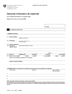 Demande d’allocation de maternité